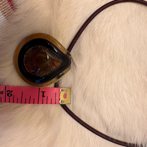 Artisan Glass Teardrop Necklace with Gold and Brown Accents - Picture 4 of 6